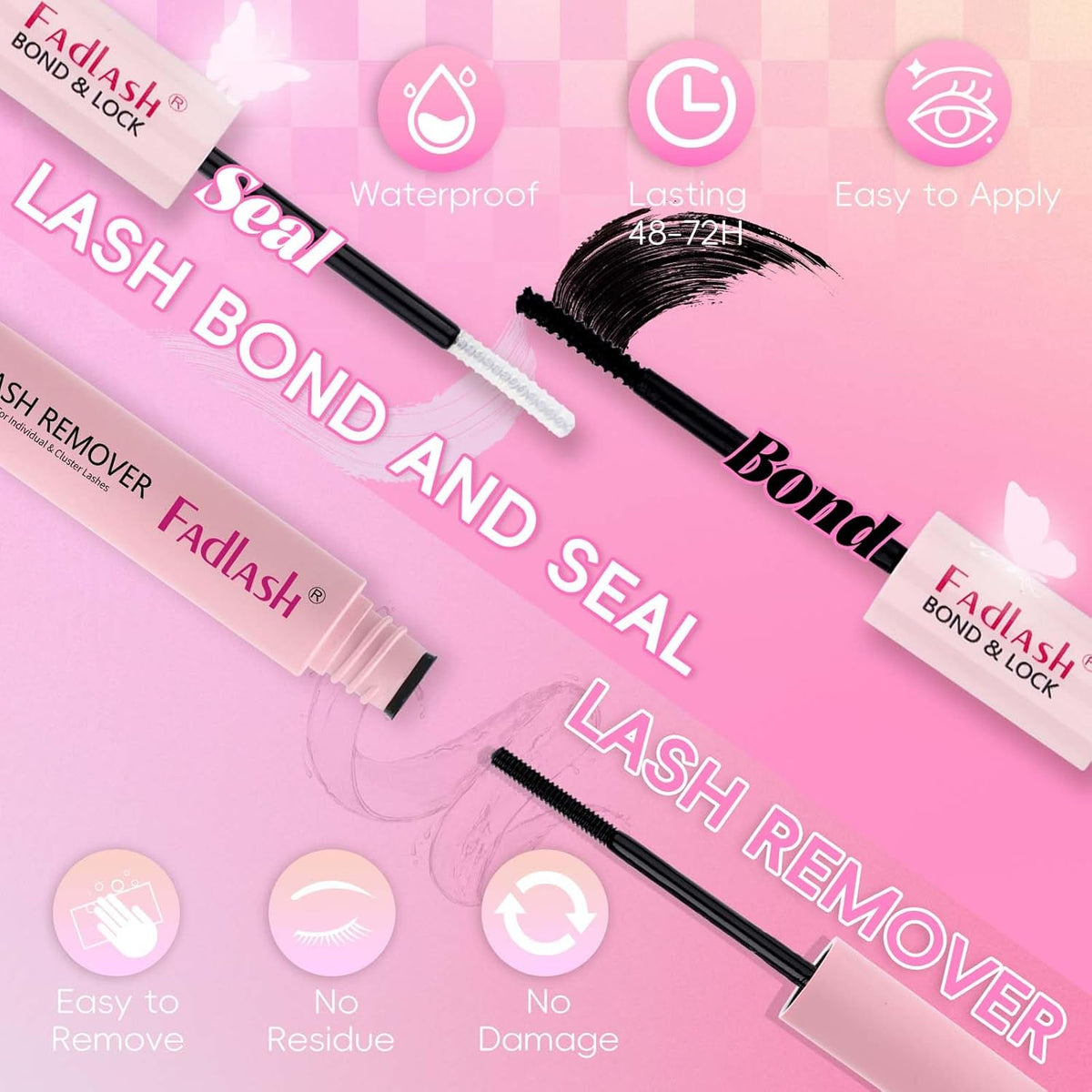 FADLASH Lash Extension DIY Kit Lash Clusters D Curl Cluster Lashes with Lash Bond and Seal Cluster Lashes Glue Remover Lash Tweezers for DIY Eyelash Extension at Home（Kit 80D-0.07D-12-18MIX）