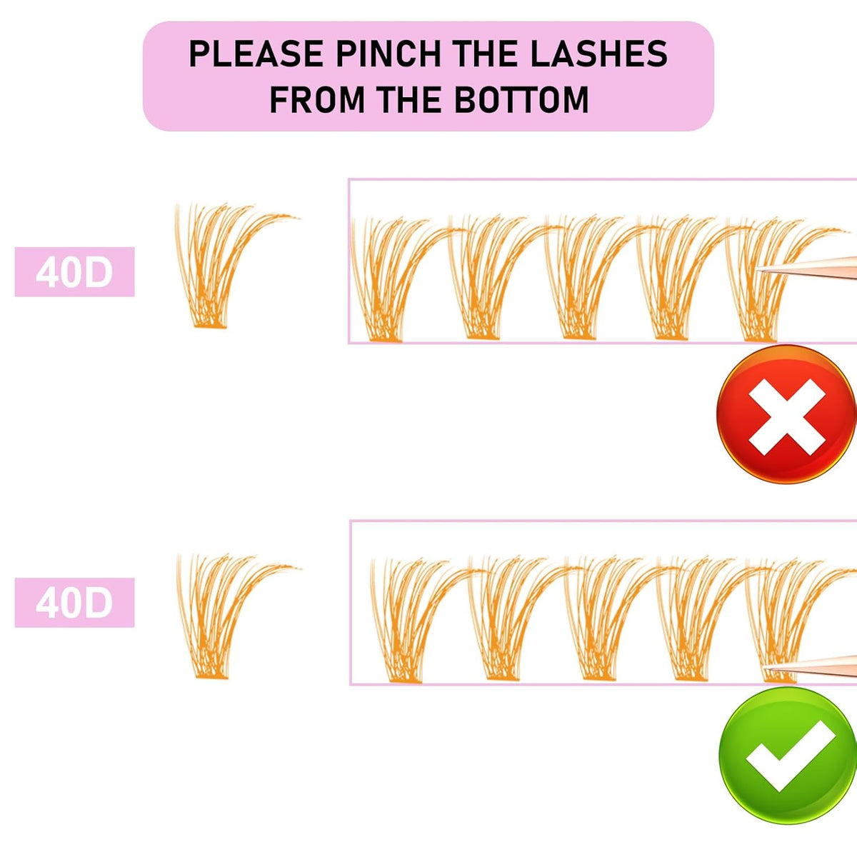 Colored Lash Clusters LAUBESS Orange Colored Eyelash Clusters Wispy Colored Lash Extensions Colorful Lash Clusters Individual Lashes (Orange 40D-0.07D-Mix8-16)