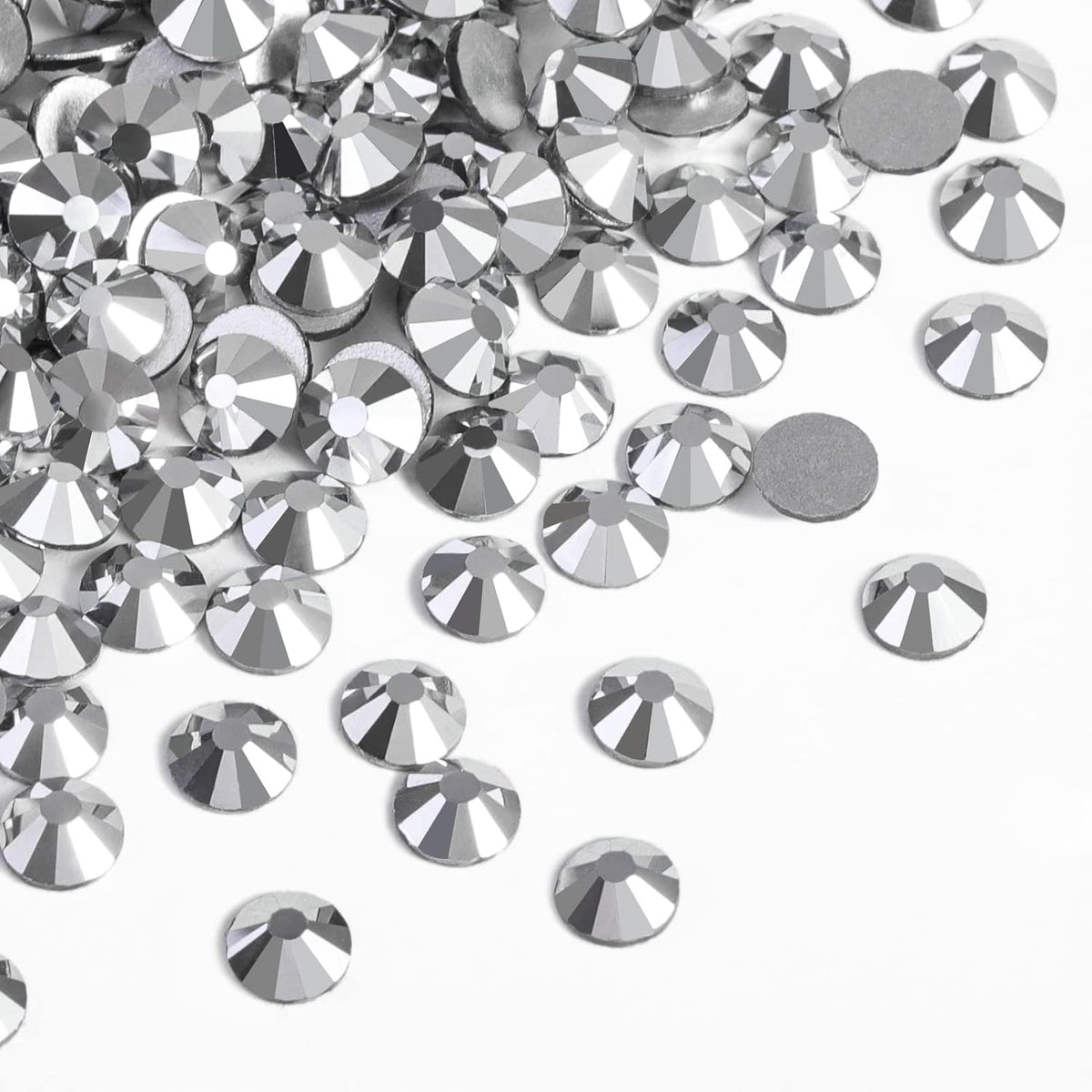 beadsland Flat Back Crystal Rhinestones Round Gems for Nail Art and Craft Glue Fix,Silver Hematite (2.7-2.8mm) SS10/1440pcs