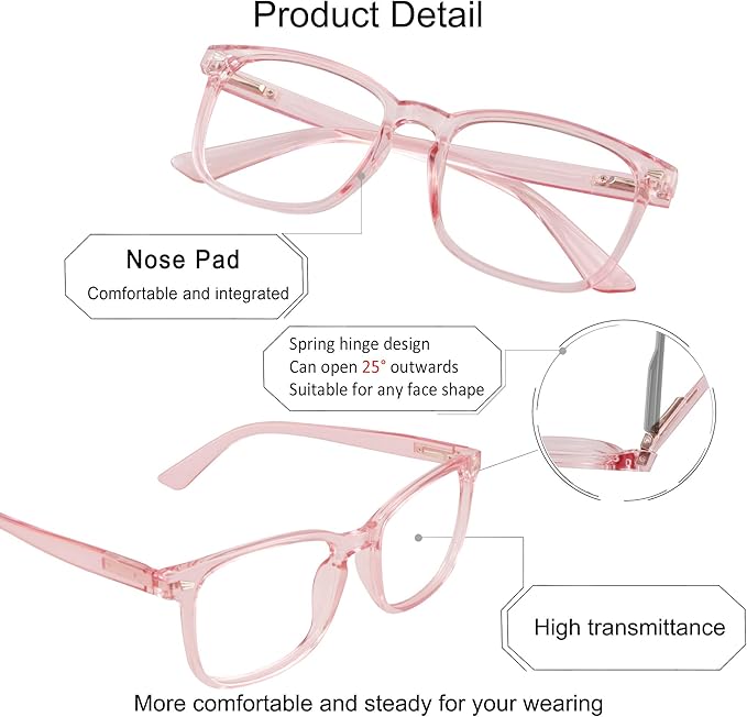 YEIN Bifocal Reading Glasses with Blue Light Blocking Lenses, Bifocal Reader for Women, Vintage Square frame with Spring Hinge (+0.50/+2.75 magnification)