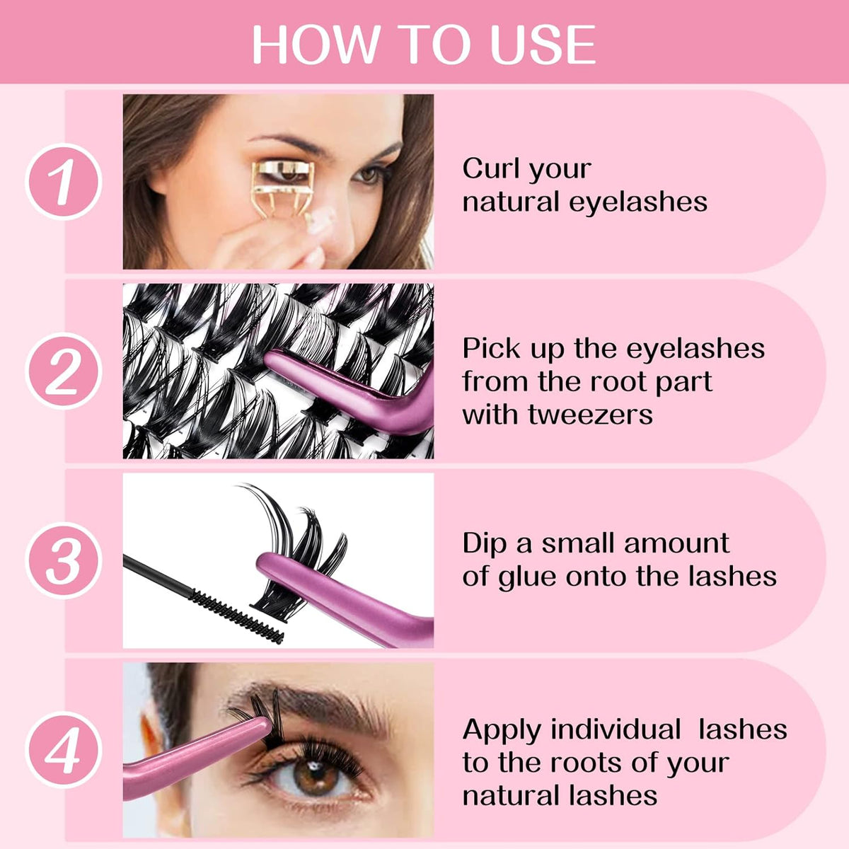 PRO LASHBEAUTY 280 Pcs Individual Lashes 50D-D-0.07-14 Cluster C D Curl Wispy Bottom DIY Lashes At Home