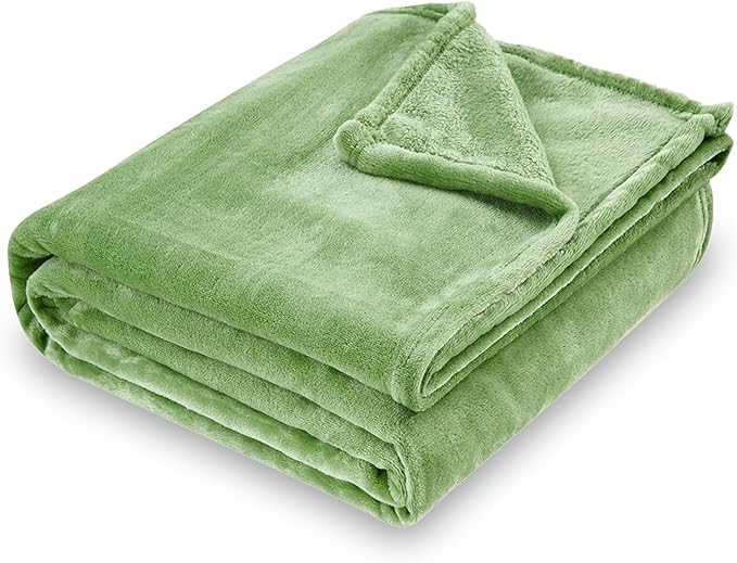 SOCHOW Flannel Fleece Blanket Twin Size, All Season Super Soft Cozy Blanket for Bed or Couch, Sage Green, 60x80 inches
