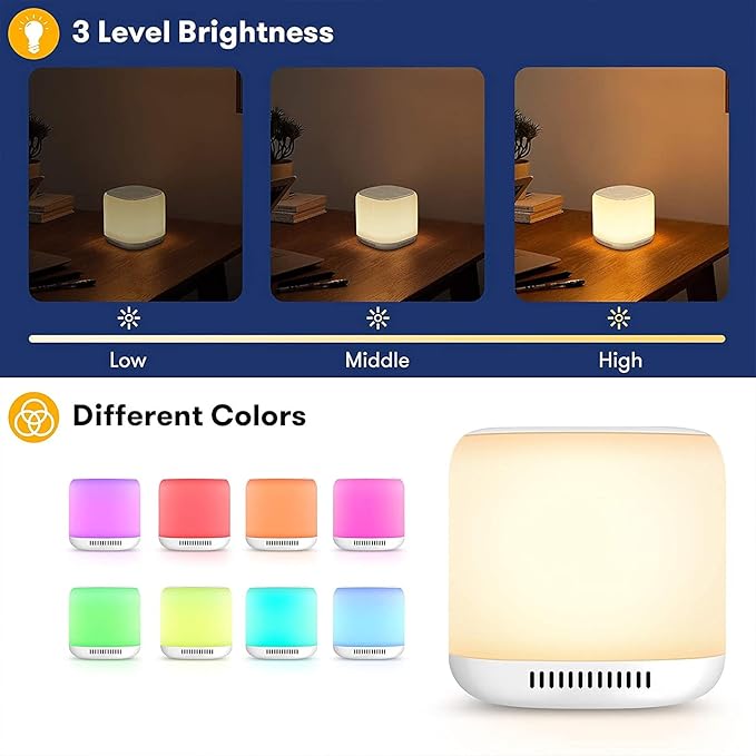 White Noise Machine with 7 Color Night Light and 34 Sleep Aid Sounds for Soothing Emotions, Promoting Sleep, Sound Machine with Timer Adjustable Brightness for Baby Kids Adults（S）