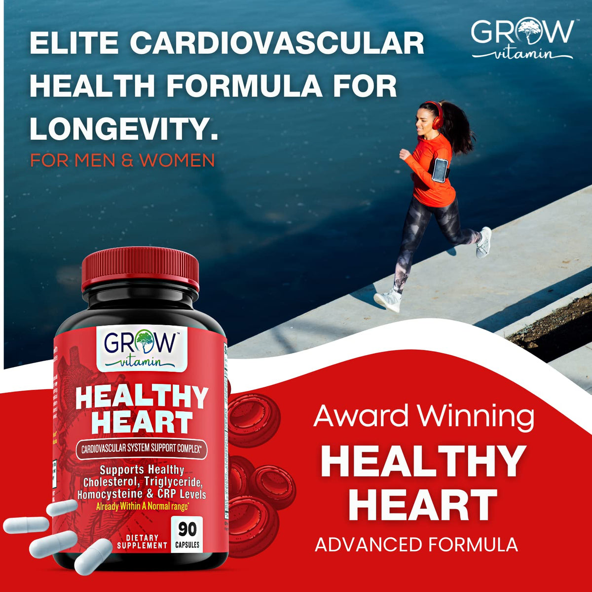 Heart Support Supplement, Promotes Cardiovascular Health, Triglyceride, Homocysteine, and CRP Levels, Natural Artery Cleanse, Made with 22 Premium Herbs & Vitamins