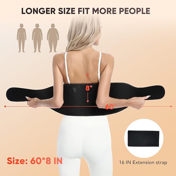 Red Light Therapy for Body: Infrared Light Therapy Belt Heating Massage Pad with Vibration for Back, Waist, Shoulder, and Belly Pain Relief, Portable Relaxation for Home, Men & Women (Deep Black)