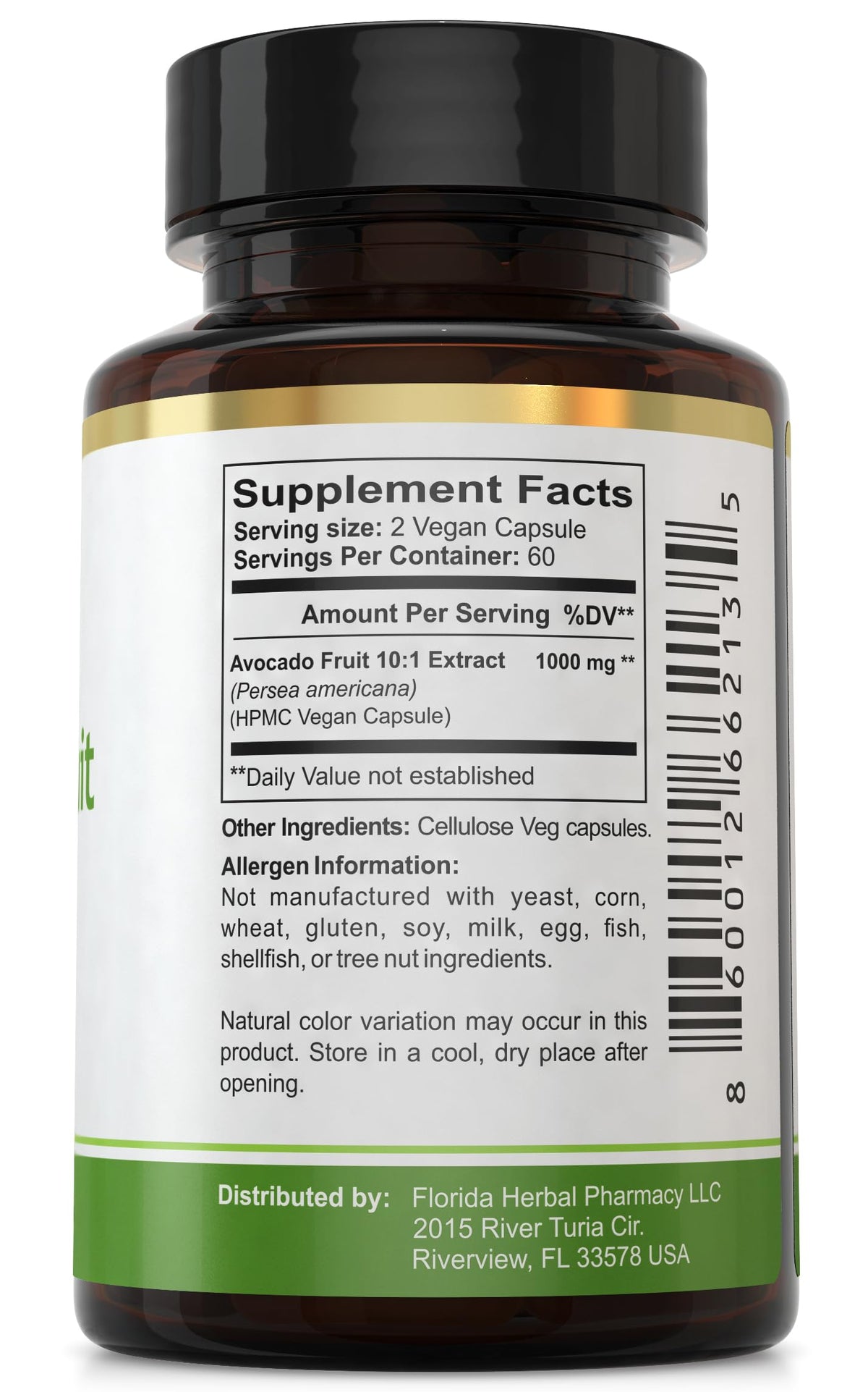 Florida Herbal Pharmacy, Avocado Fruit Extract Supplement Capsules 10:1 (120 Capsules)