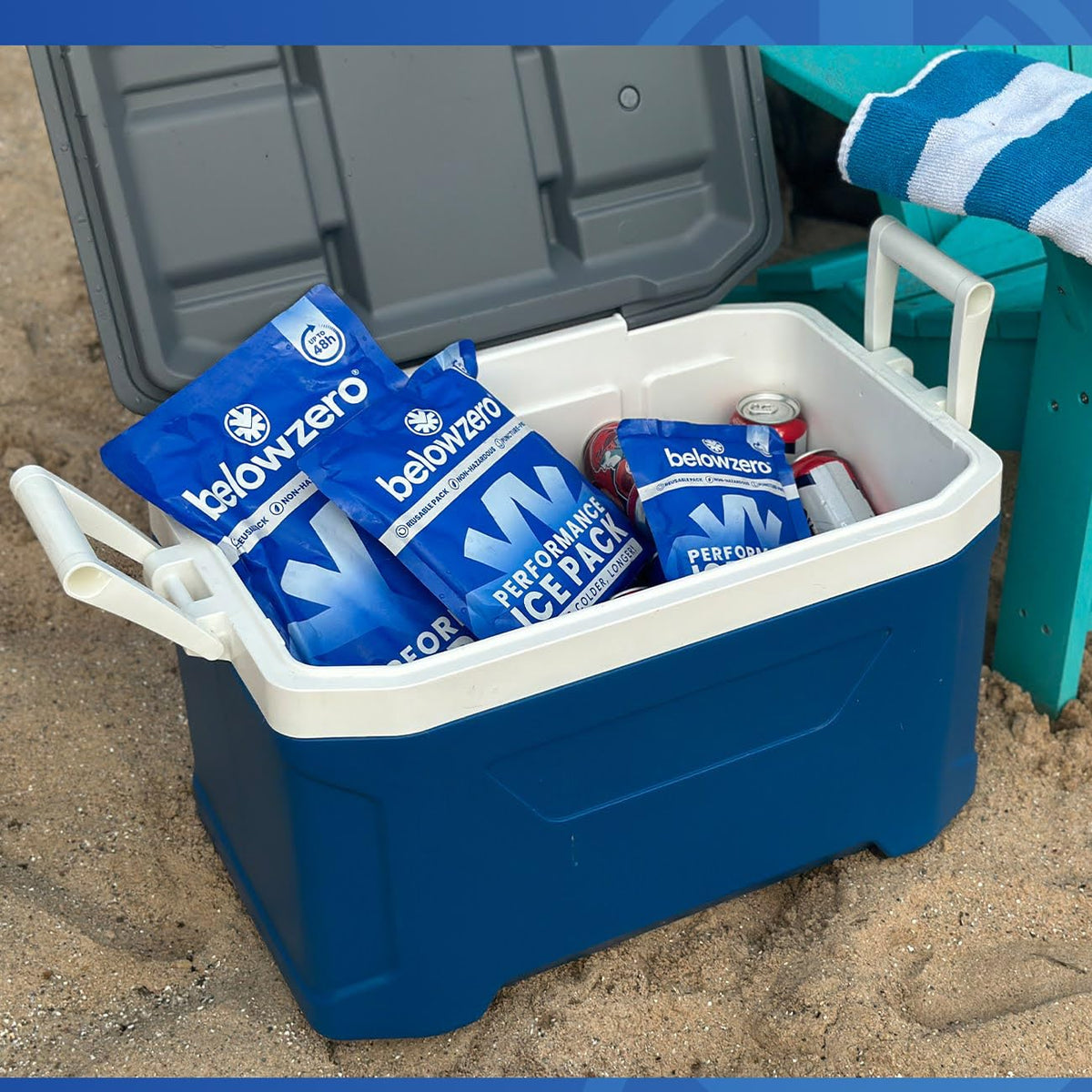 Below Zero Prefilled Reusable Ice Packs for Coolers | Long Lasting Freezer Ice Blocks for Camping, Lunch Bags & More | 48 Hour Cooler Ice Pack Technology | Medium 10”x9” (2-Pack)