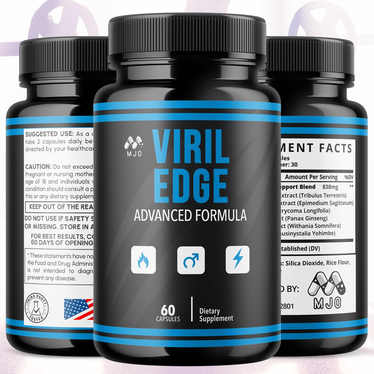 (2 Pack) Viril Edge Capsules, Official Viril Edge Pills for Men with All Natural Ingredients, Maximum Strength Supplement Premium Vitamins Supporting Optimal Wellness & Advanced Health (120 Capsules)
