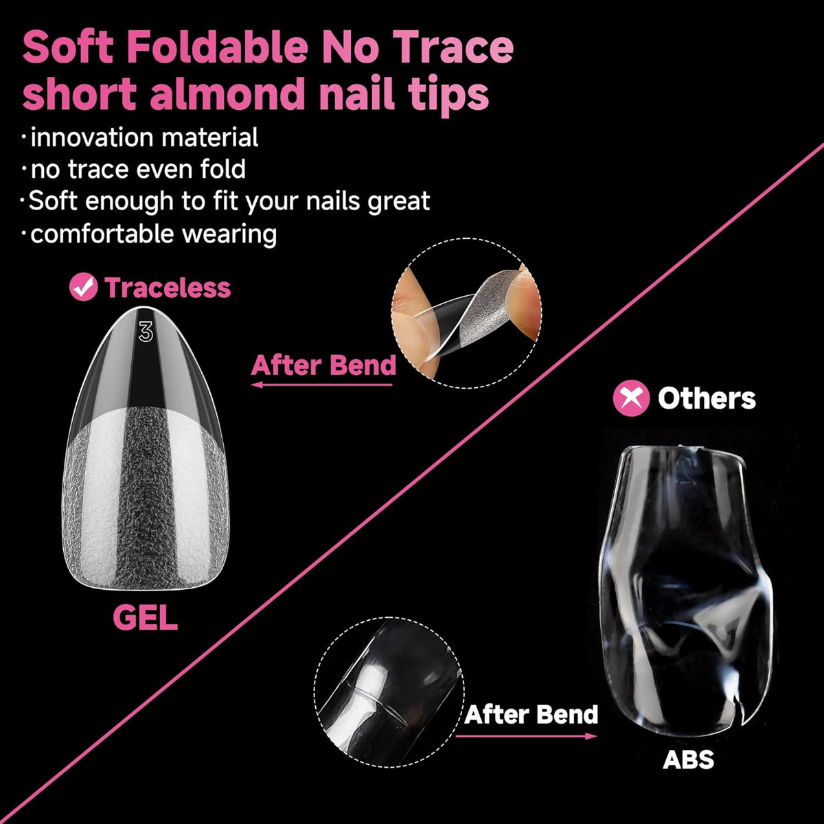 UNA GELLA Short Almond Nail Tips, 312pcs Short Almond Gel Nail Tips Shape Pre Etched Press On Nails Clear Acrylic Fake Nails No C Curve for Full Cover Nails Extension Home Art DIY Salon 12 Sizes