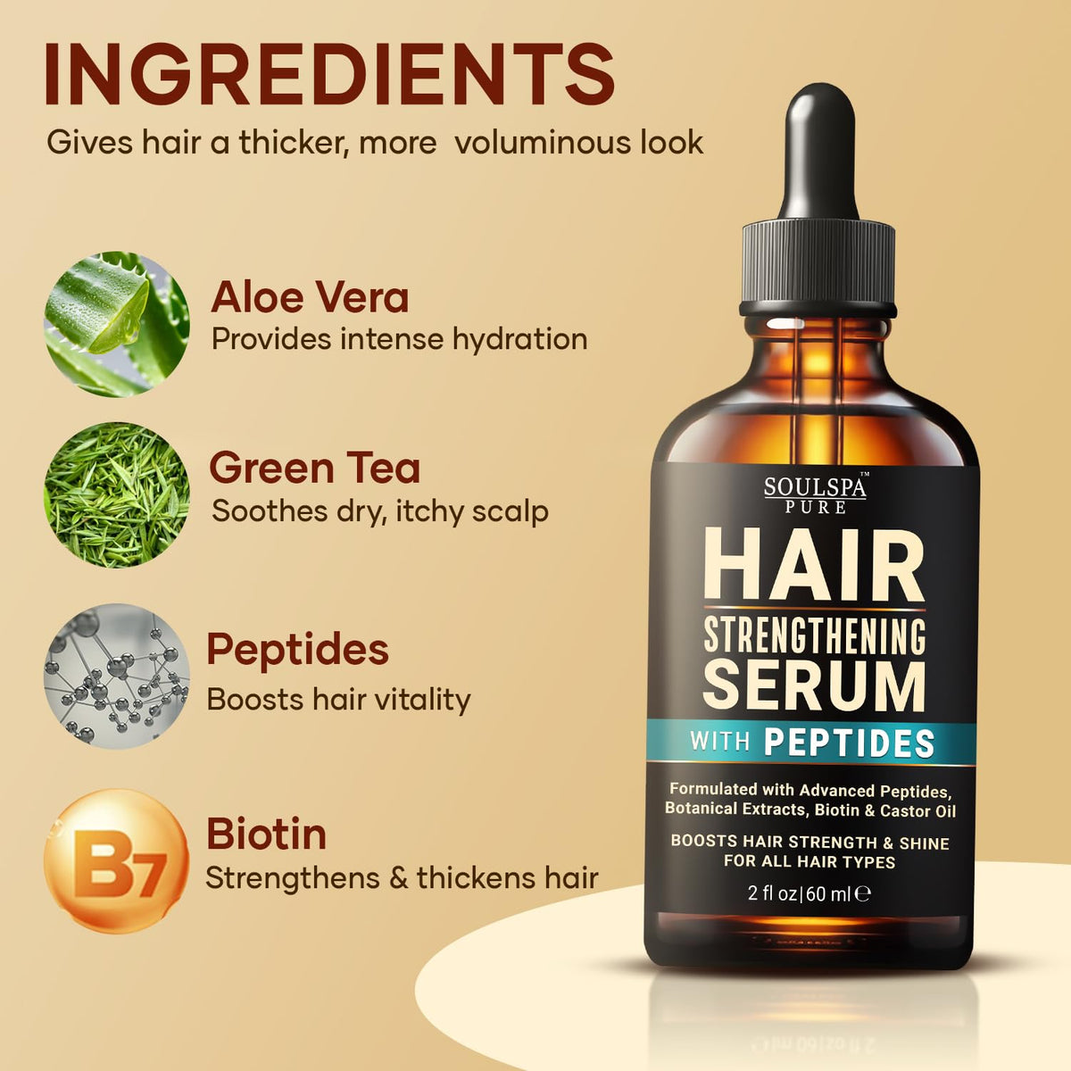 Hair Growth Serum for Women and Men - Advanced Peptide Hair Growth Oil - Revitalizing Treatment for Thinning Hair & Scalp Nourishment, Thickening Serum for All Hair Types - 2 fl oz