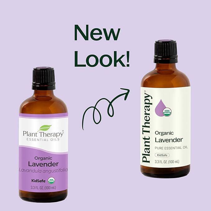 Plant Therapy Organic Lavender Essential Oil 100% Pure, USDA Certified Organic, Undiluted, Natural Aromatherapy, Therapeutic Grade 100 mL (3.3 oz)