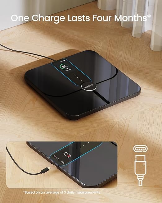 RENPHO Smart Scale, Body Fat Scale with TFT LCD, FSA HSA Eligible Scale for Body Weight with 18 Metrics, Wi-Fi Scale with BMI, Body Fat, Muscle Mass, Rechargeable, Elis Nova