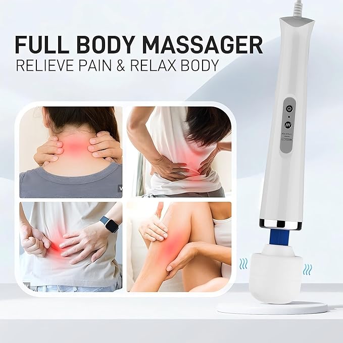 Handheld Vibration Massager Tool, Electric Wand Massage, Deep Tissue Muscle Massager, Personal Vibrating Massage Device,10 Modes Speed (White)