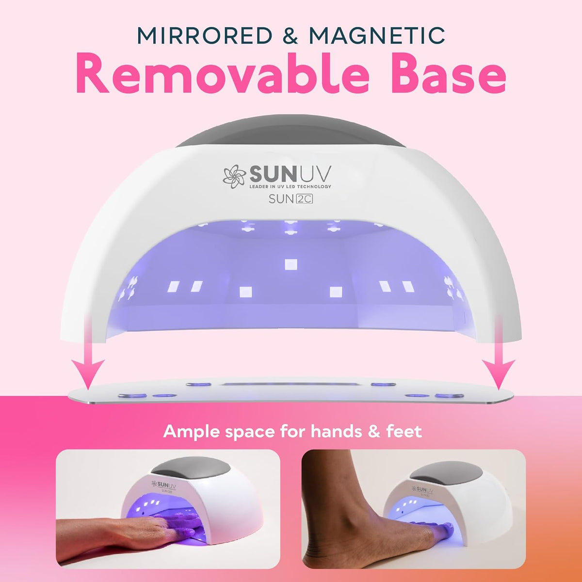 SUNUV UV Light for Gel Nails Polish, UV LED Nail Lamp with 4 Timer Settings, Auto Sensor Removable Base SUN2C Grey