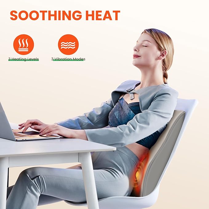 Shiatsu Back Neck Massager with Heat, Back Pain Relief Deep Tissue,Neck Massage Pillow with Kneading Vibration,Gifts for Men Women