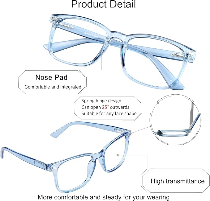 YEIN Bifocal Reading Glasses with Blue Light Blocking Lenses, Bifocal Reader for Women and Men, Vintage Square frame with Spring Hinge (+0.00/+1.75 magnification)