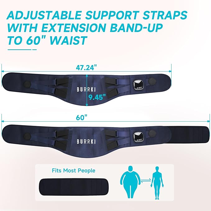 FSA HSA Eligible, Cordless Heating Pad with Massager for Back Pain Relief, 47-60" Lower Back Wearable Heating Pad for Cramps with 3 Heat&Timer, 5 Vibration Back Lumbar Support Belt for Men Women