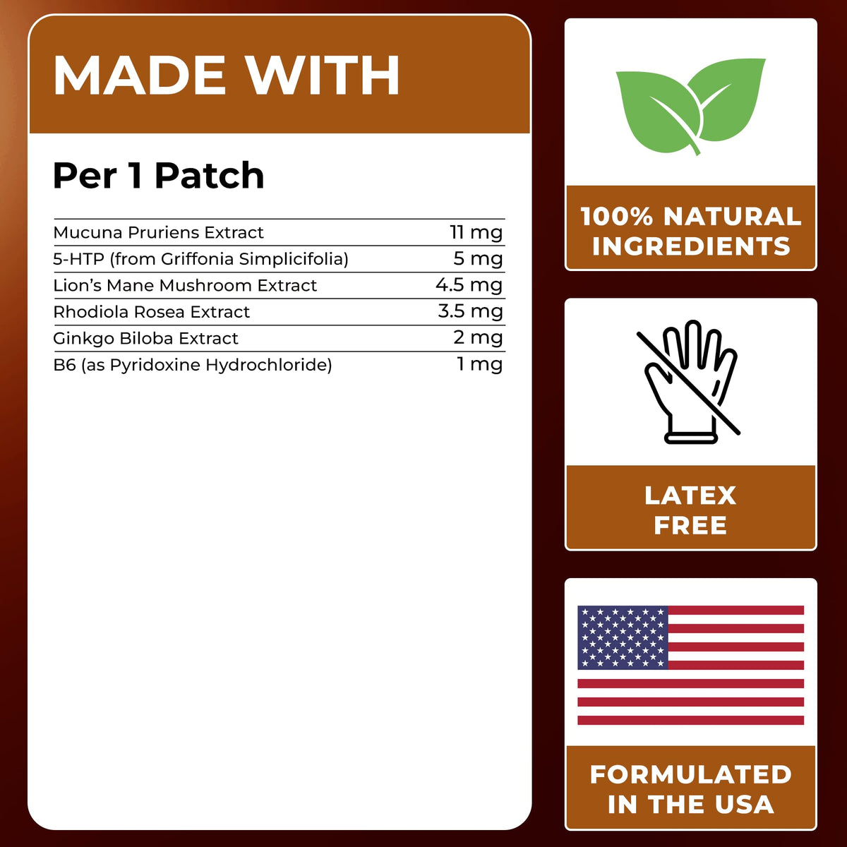 Ledisa Dopamine Patches | Mood & Positivity | with Lion’s Mane, Rhodiola Rosea, Ginkgo Biloba, 5-HTP | Dopamine & Serotonin Balance for Women and Men | 30 Days Supply