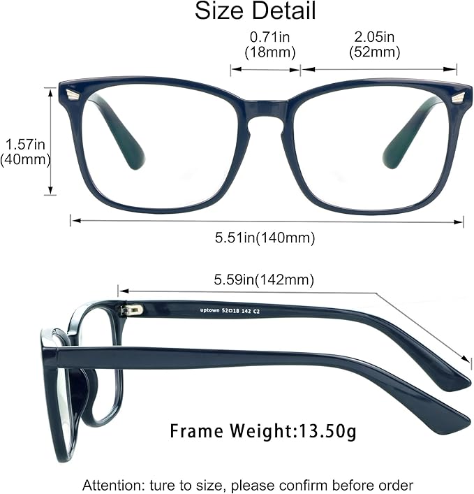 YEIN Bifocal Reading Glasses with Blue Light Blocking Lenses, Bifocal Reader for Women and Men, Vintage Square frame with Spring Hinge (+0.50/+2.75 magnification)