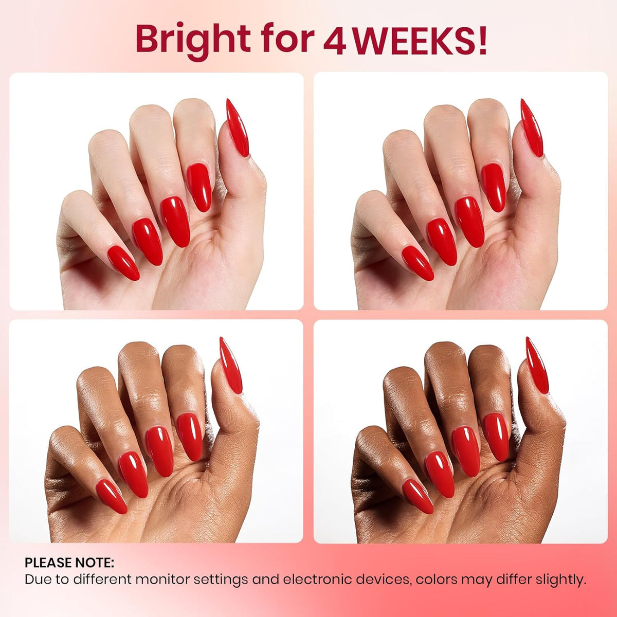 Beetles Red Gel Polish,Crimson Gorgeous Gel Polish, Red Color Nails Glossy Long Lasting Soak Off U V LED Gel for Nail Art Salon Quality DIY