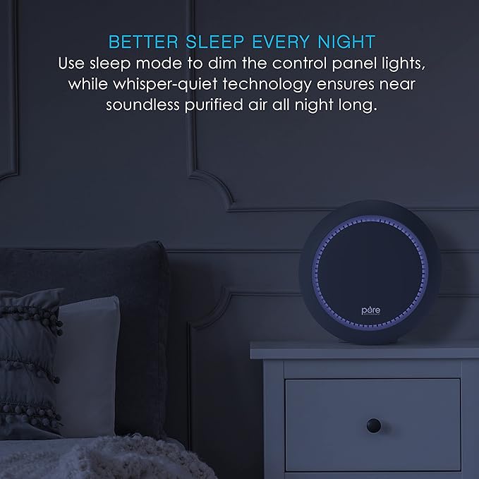 Pure Enrichment PureZone Halo Medium Room Air Purifier, 2 Stage Filtration, Purifies Air of Smoke, Pollen, Dust, and Pet Hair - Easily Fits on Tables, Desks, and Nightstands (Graphite)