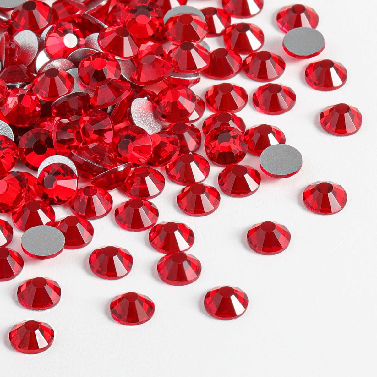 beadsland Flat Back Crystal Rhinestones Round Gems, Light Siam (2.7-2.8mm) SS10/1440pcs