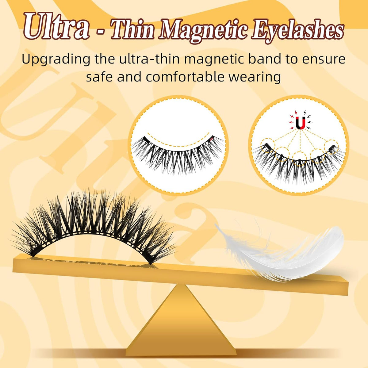 QUEWEL Magnetic Eyelashes, Reusable No Glue Needed Magnetic Eyelashes Kit with Applicator Lash Clusters Kit without Eyeliner Easy to Wear and Remove (G-YC01)