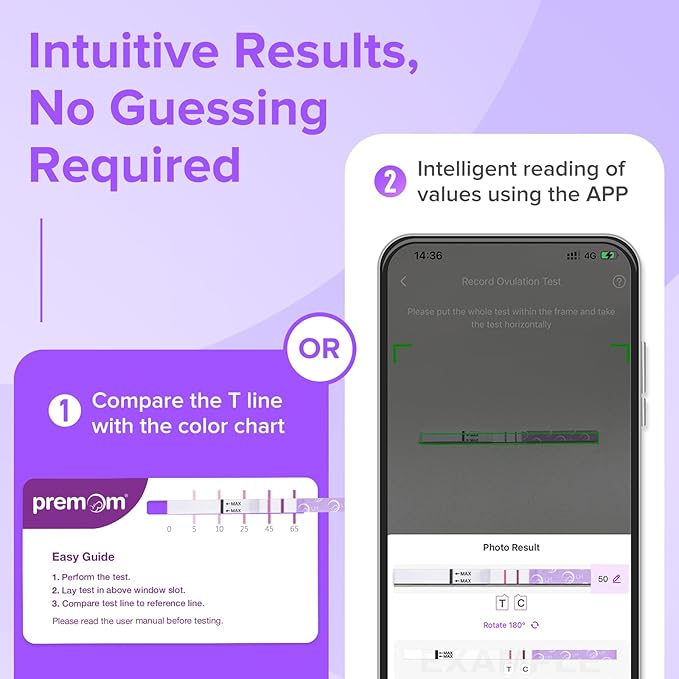 Premom Quantitative Ovulation & Pregnancy Test Kit with Sperm Friendly Fertility Lubricant: 25 LH + 5 HCG Strips + 2 Pee Cups + 2oz Lube | Accurate LH Tracking | pH Balanced | Works with Premom App.