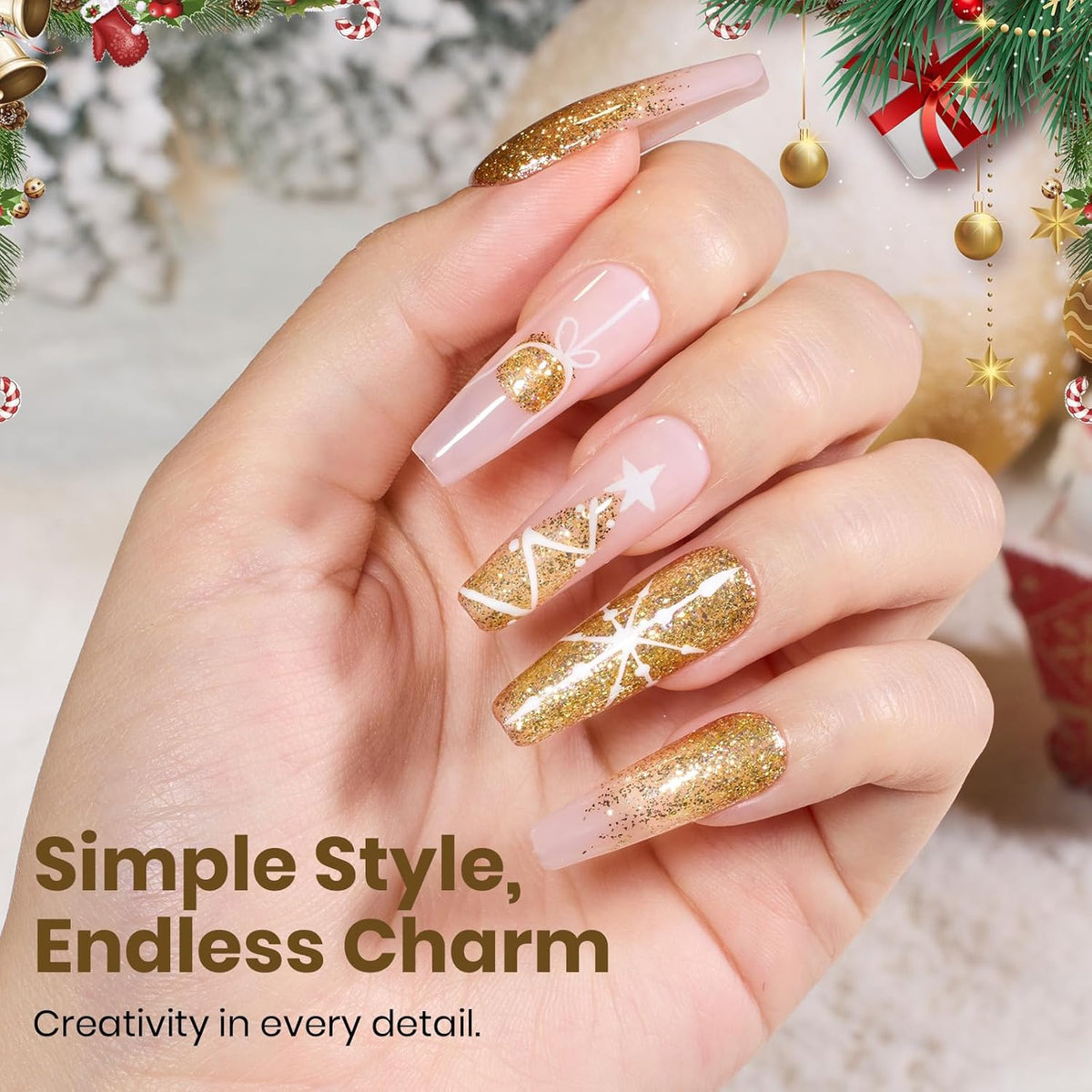 Beetles Glitter Gel Nail Polish – Starlit Gold Sparkling Glitter Reflective Purple Gel Polish 15ml UV/LED Soak Off Long Lasting Nail Art Home DIY Salon
