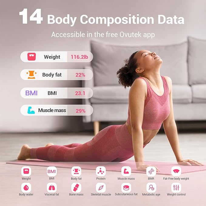 Smart Scale for Body Weight, Digital Bathroom Scale BMI Weighing Body Fat Scale, Accurate Body Composition Scale Monitor for People's Health with Smartphone App, Compact Size, 400lb