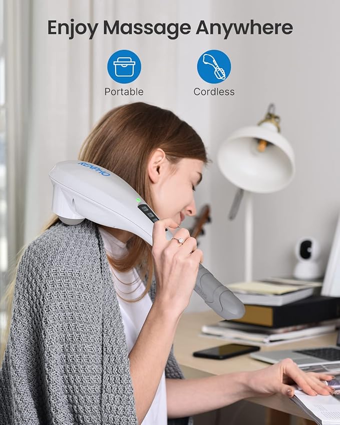RENPHO Rechargeable Handheld Back Massager, Cordless Electric Neck Massage Tool for Shoulder, Foot, Leg, Calf, FSA & HSA Eligible, Gifts for Women and Men