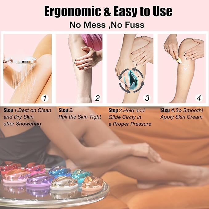 Crystal Hair Eraser,Upgraded Painless Crystal Hair Remover,Effective Nano Glass Hair Removal Device and Skin Exfoliation,Body Epilator for Women and Men(Aqua)