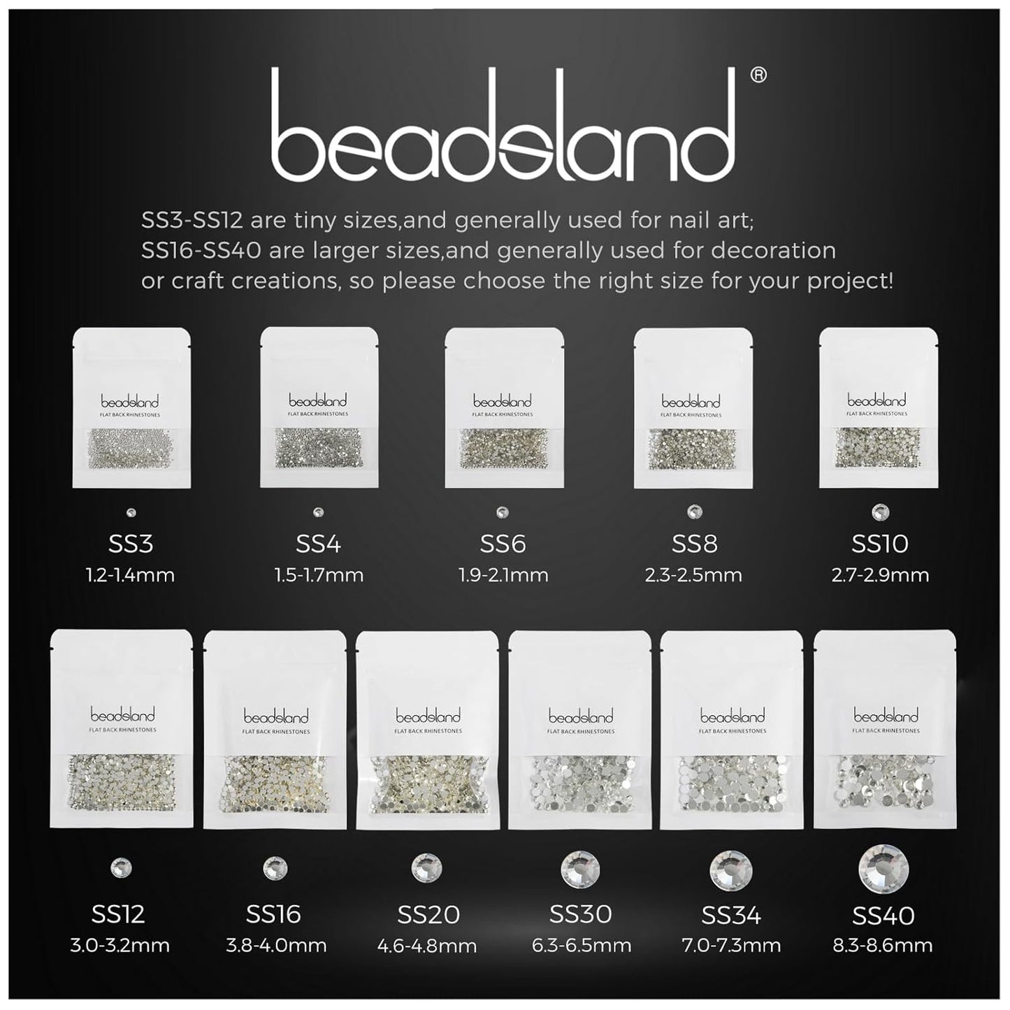 beadsland Flat Back Crystal Rhinestones Round Gems for Nail Art and Craft Glue Fix,Rose (6.4-6.6mm) SS30/288pcs