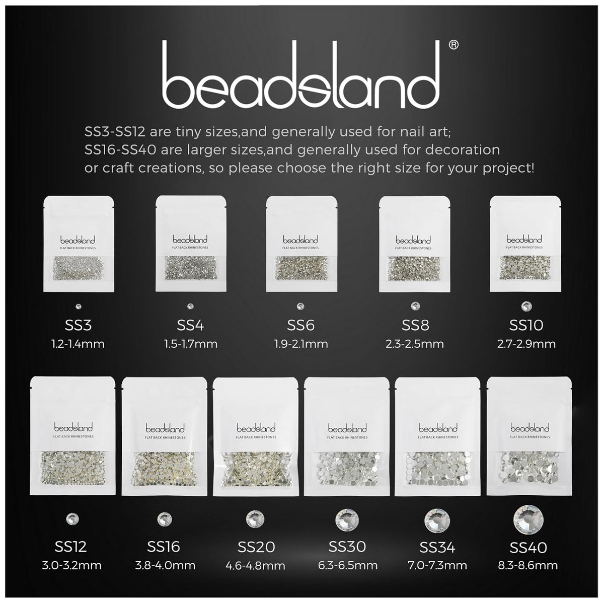 beadsland Flat Back Crystal Rhinestones Round Gems, Emerald (1.3-1.4mm) SS3/1440pcs
