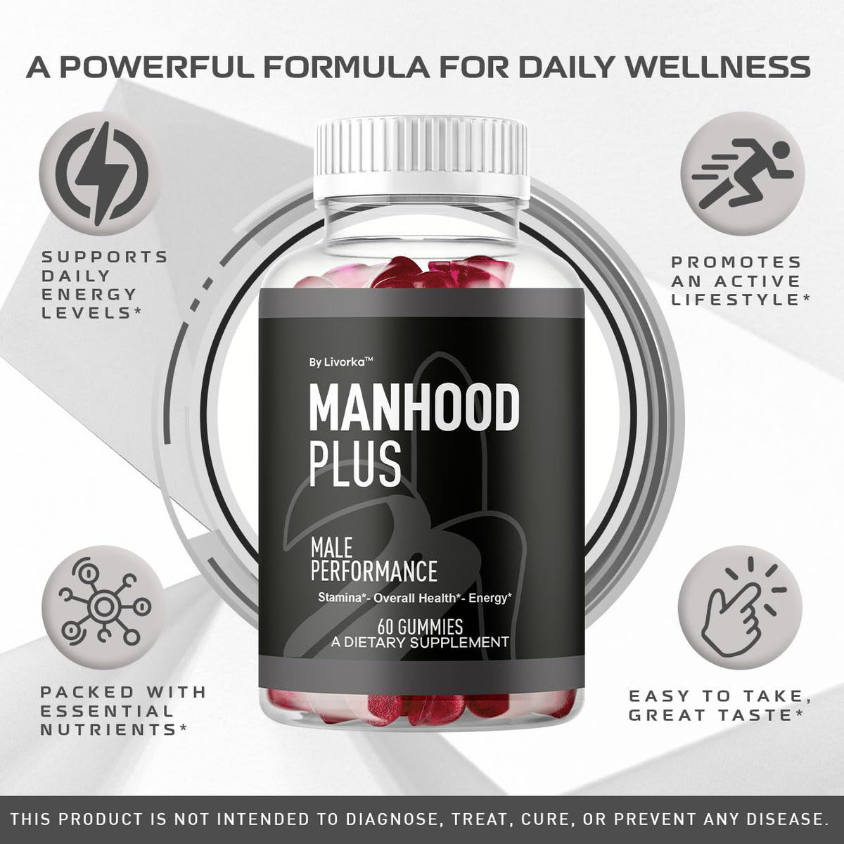(3 Pack) Manhood Plus - Manhood Plus Gummies For Men, Manhood Plus 1050mg Gummies, Manhood Plus Supplement Support Gummies Premium Formula, Manhood Plus Natural Formula, 180 Gummies For 3 Months