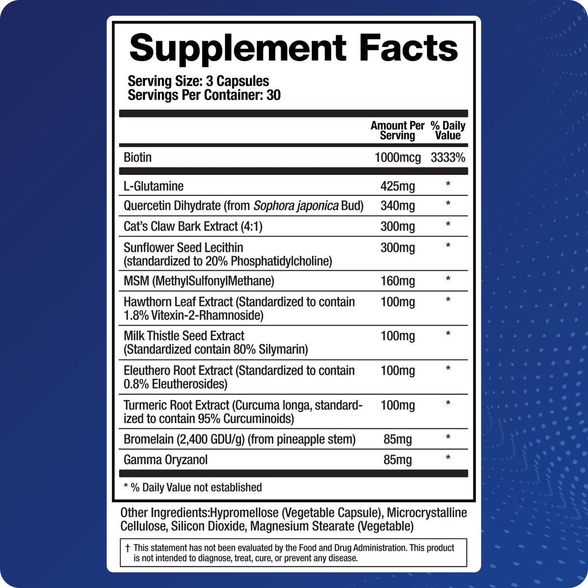 BioMatrix Leaky Gut Repair Supplement w/Glutamine, Quercetin, Cat's Claw, MSM, SIBO, Prebiotic Support, Intestinal Barrier Revive for Men and Women | 60-Day Supply – Leaky Gut-X