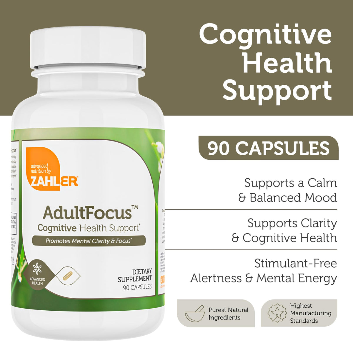 Zahler AdultFocus, Advanced Formula to Support Focus and Concentration, Certified Kosher, 60 Capsules