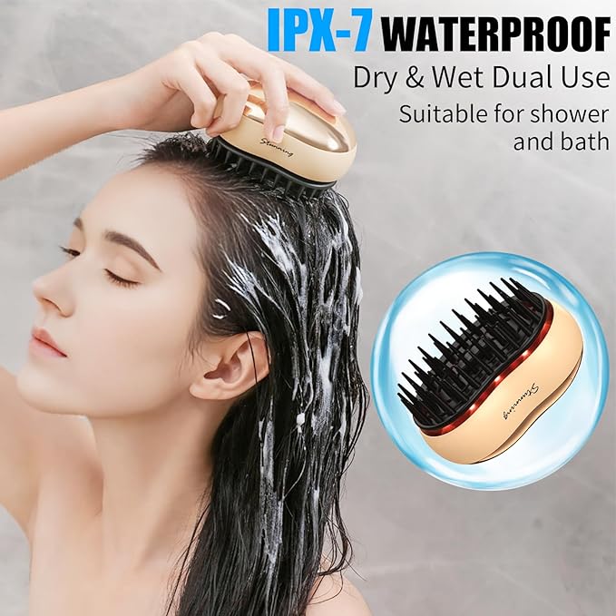 JUSTHERE Electric Head Massager Scalp with 2 Speed Vibration and 54 Nodes, Scalp Scrubber & Handheld Portable Head Scratcher Hair Scalp Massager for Hair, Deep Clean, Gifts for Women