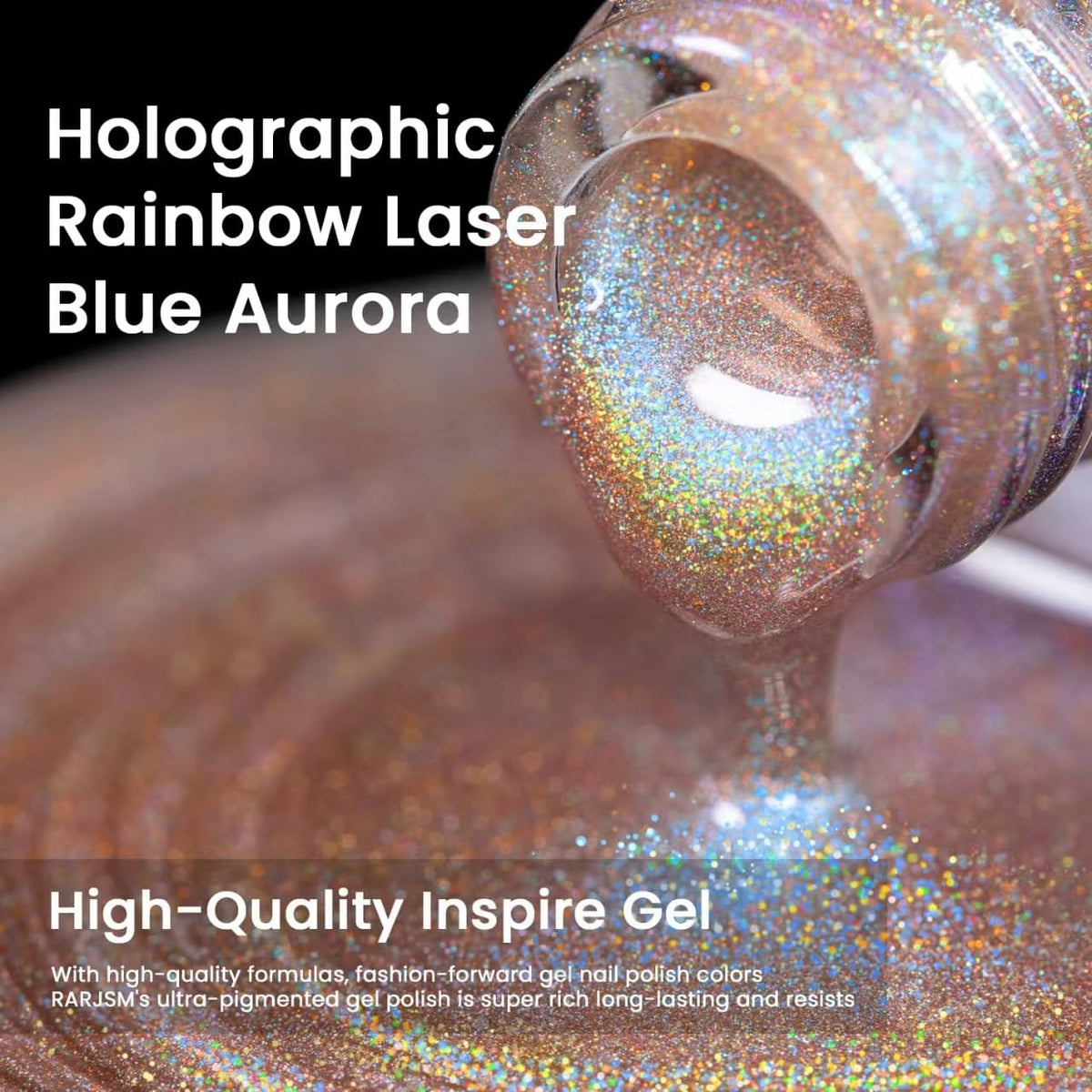 RARJSM Blue Aurora Cat Eye Gel Nail Polish Holographic Rainbow Laser Iridescent Glitter Sparkle Cat Eye Gel Polish with Magnet Stick Soak off UV LED Curing Requires Home Salon Diy Nail Art