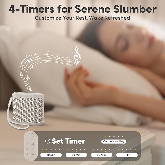 Portable Sound Machine for Travel, White Noise Sound Machine for Sleeping, 52-Hour Lasting Mini Noise Machine with 21 Quality Non-looping Sounds, Headphone Jack, Memory, Timer for Adults,Hotel (Khaki)