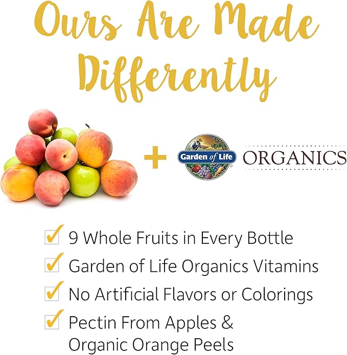 Garden of Life Organics Kids Gummy Vitamins, Certified Organic, Non-GMO & Vegan Complete Children's - B12, C & D3 Gluten, Soy & Dairy Free Real Fruit Chew Gummies, Multi, Cherry, 120 Count
