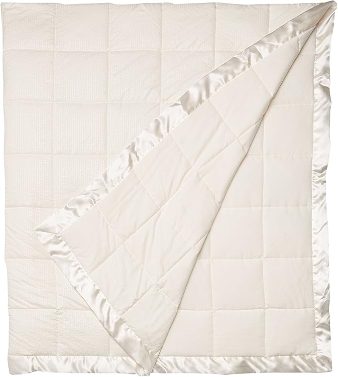 Madison Park Cambria Down Alternative Blanket, Premium 3M Scotchgard Moisture Wicking Treatment, Lightweight and Soft Bed Cover For Summer with Satin Trim, Oversized Twin Ivory