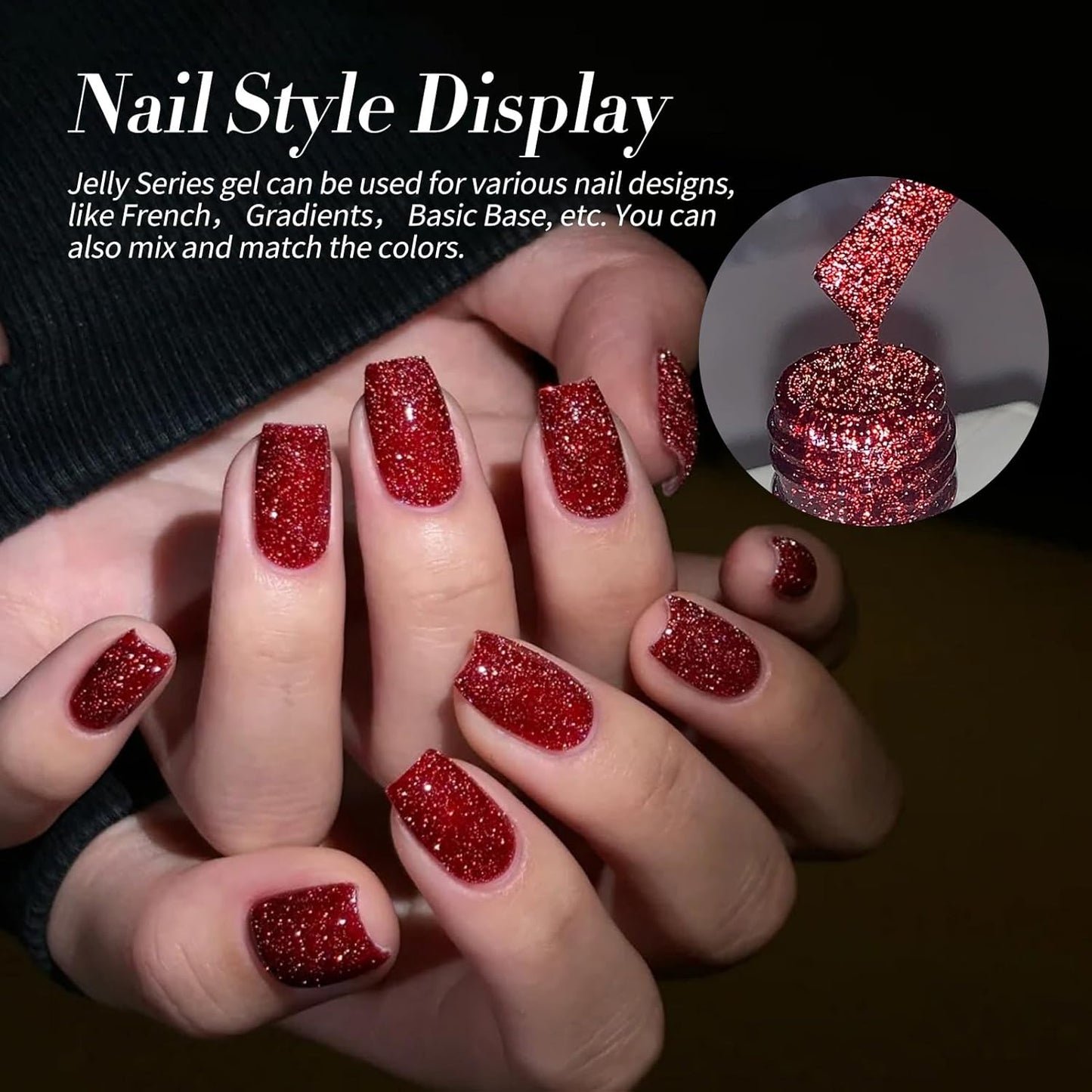 Born Pretty Jelly Burgundy Gel Nail Polish Halloween Ruby Blood Red Glitter Cat Magnetic Eye Gel Nail Polish Cherry Wine Red Gel Polish Collection Soak Off U v Led Gel Nail Kit Minicure DIY Gift 6PCS