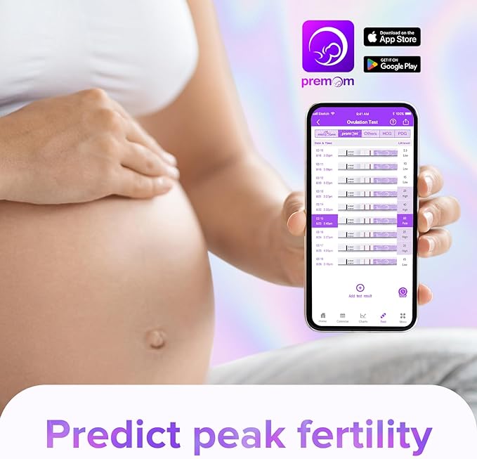 Premom Quantitative Ovulation Predictor Kit：40 Ovulation Tests + 10 Pregnancy Tests - Advanced Ovulation Test Strips Combo 40LH+10HCG Test