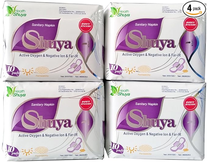 SHUYA Ultral Thin Feminine Care Pads for Women Regular Length with Wings, Patented Active Oxygen and Anion Sanitary Pads, High Absorbency, Size 245mm,Scented 40Count (Pack of 4)