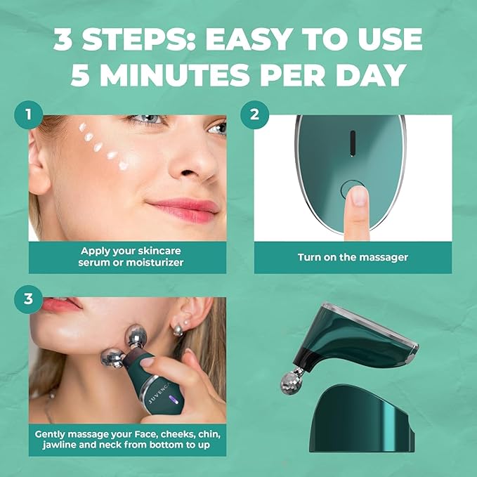 Microcurrent Facial Device- 6 in 1 Advanced Face Microcurrent Device- Microcurrent Facial Machine- Skin Care (Dark Green)