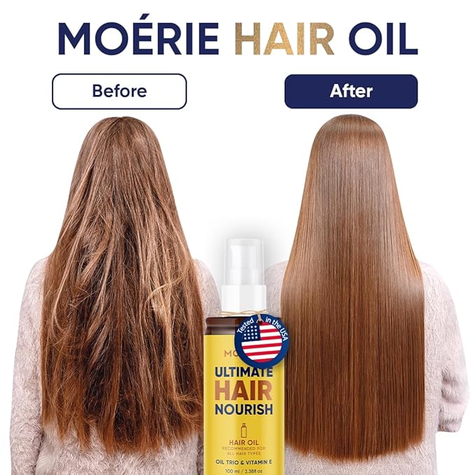 Moerie Ultimate Hair Oil for frizzy, dry and damaged Hair - Deeply Nourishing Rejuvenation - Hair Oil for Ends and Mids - With Vitamin E, Jojoba & Hemp