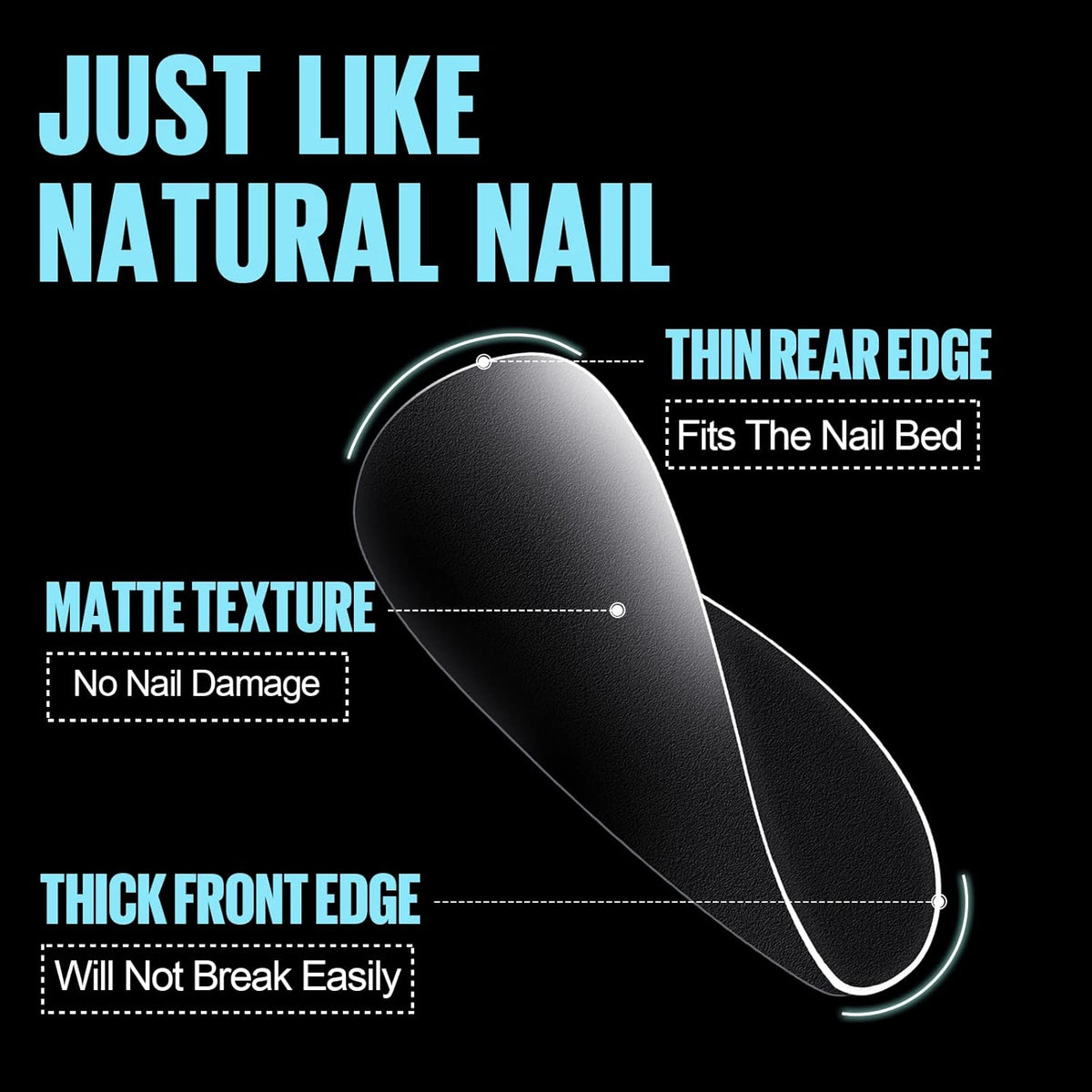 TOMICCA Oval Nail Tips - 15 Size Full Matte Gel Tips, 360PCS Pre-shaped No Need Nail Files and Base Coat Full Cover Nail Tips for Nail Extensions