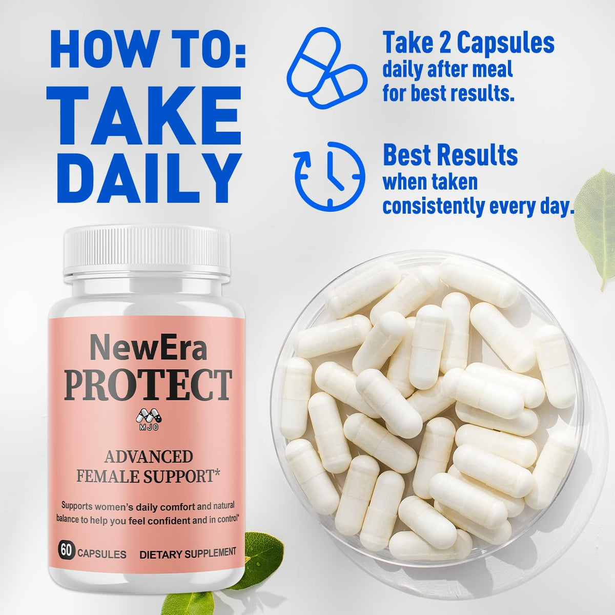 New Era Protect Capsules, Official Newera Protect Pills for Women with All Natural Ingredients, Advanced Formula New EraProtect Womens Health and Wellness Support Vitamin Supplement (60 Capsules)