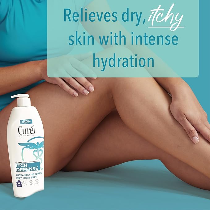 Curel Itch Defense Calming Body Lotion, Moisturizer for Dry, Itchy Skin, Body and Hand Lotion, with Advanced Ceramide Complex, Pro-Vitamin B5, Shea Butter, 20 Oz